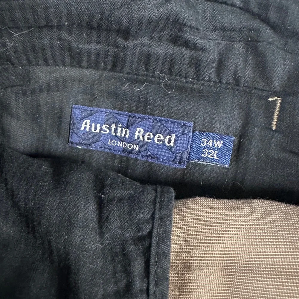 Austin Reed London Mens Tan Brown Dress Pants Flat Front Straight Leg 34W 30L
